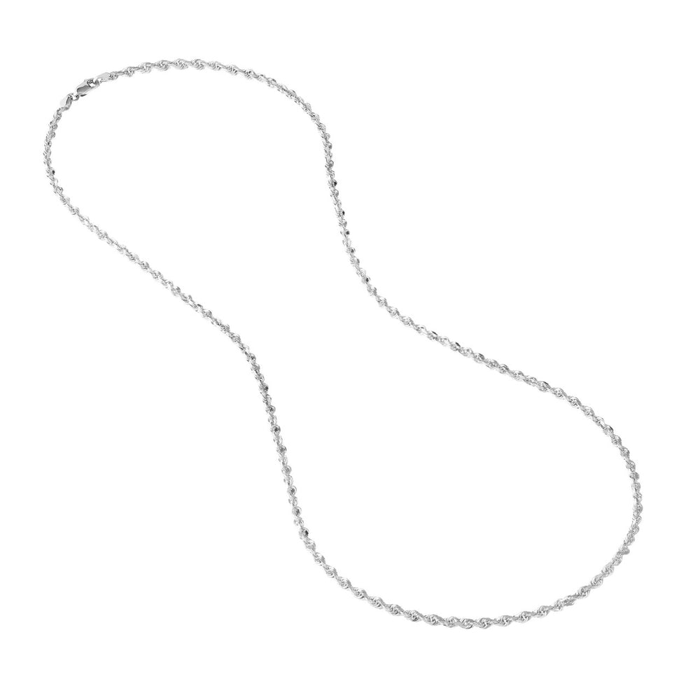 14K White Gold 3.00mm Solid Diamond Cut Rope Chain with Lobster Lock