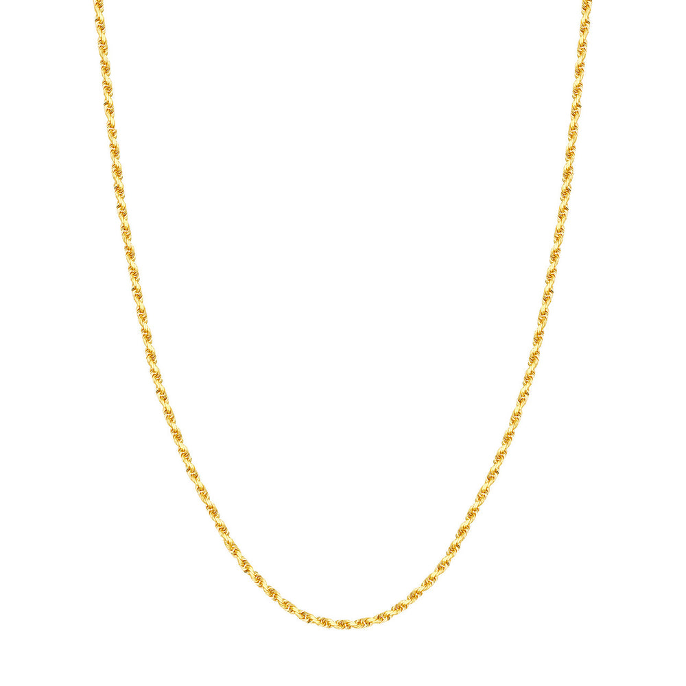 14K Yellow Gold 3.00mm Solid Diamond Cut Rope Chain with Lobster Lock