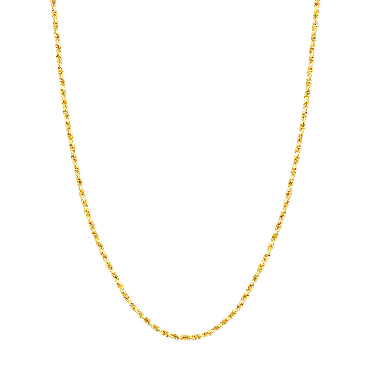 14K Yellow Gold 3.00mm Solid Diamond Cut Rope Chain with Lobster Lock