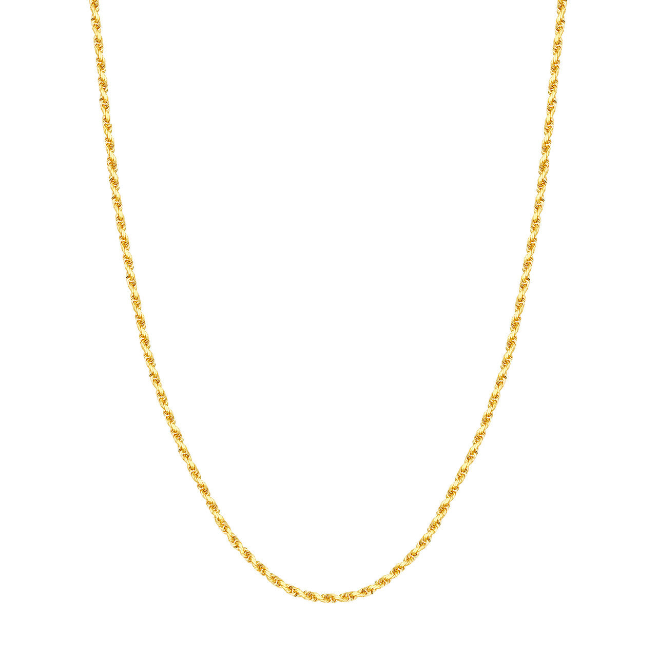 14K Yellow Gold 3.00mm Solid Diamond Cut Rope Chain with Lobster Lock