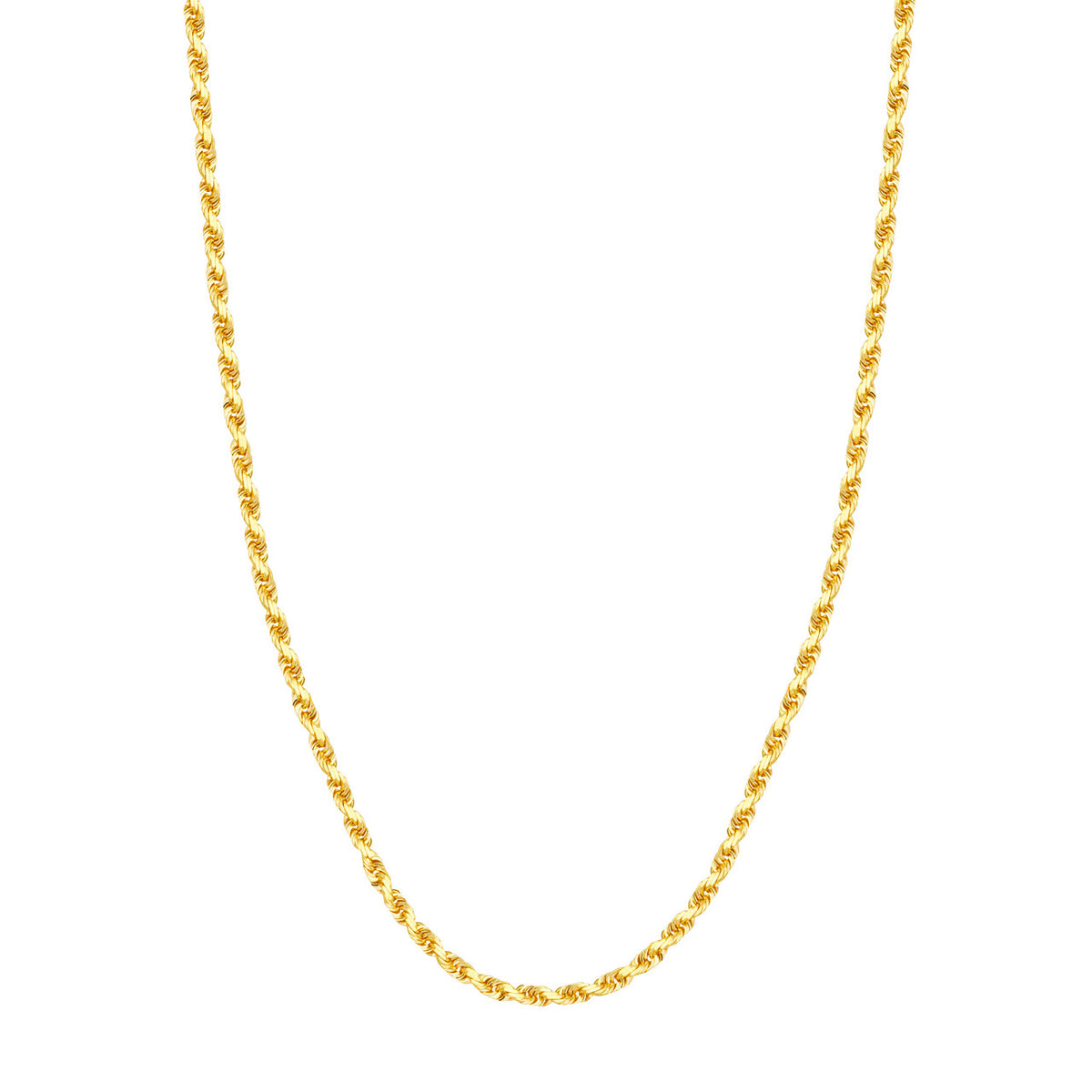 14K Yellow Gold 3.75mm Solid Diamond Cut Rope Chain with Lobster Lock