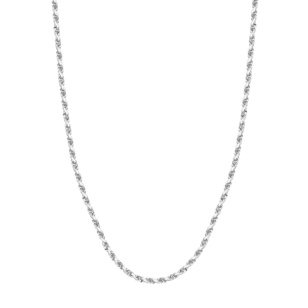 14K White Gold 3.75mm Solid Diamond Cut Rope Chain with Lobster Lock