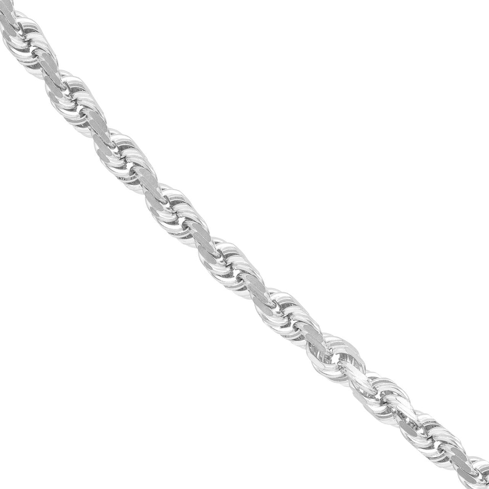 14K White Gold 3.75mm Solid Diamond Cut Rope Chain with Lobster Lock