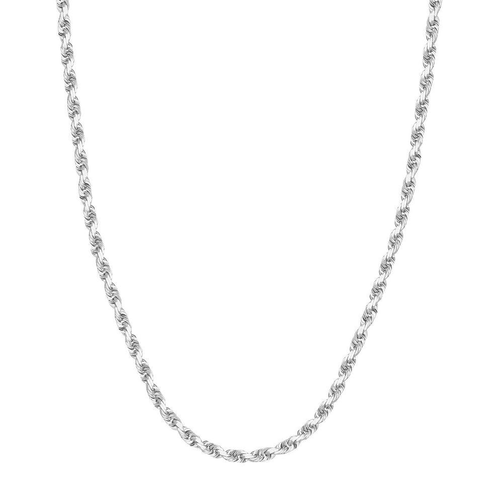14K White Gold 4.50mm Solid Diamond Cut Rope Chain with Lobster Lock