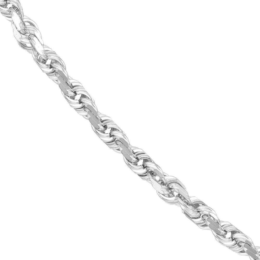 14K White Gold 4.50mm Solid Diamond Cut Rope Chain with Lobster Lock