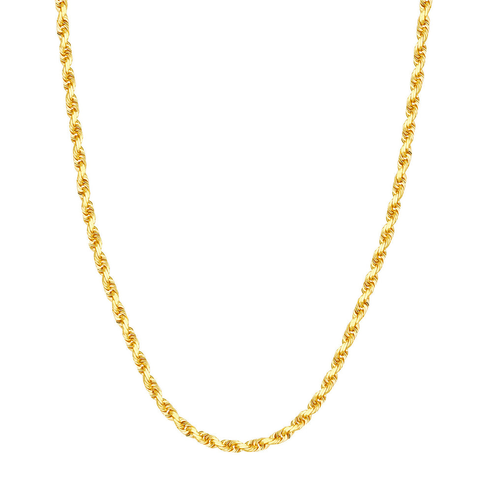 14K Yellow Gold 4.50mm Solid Diamond Cut Rope Chain with Lobster Lock