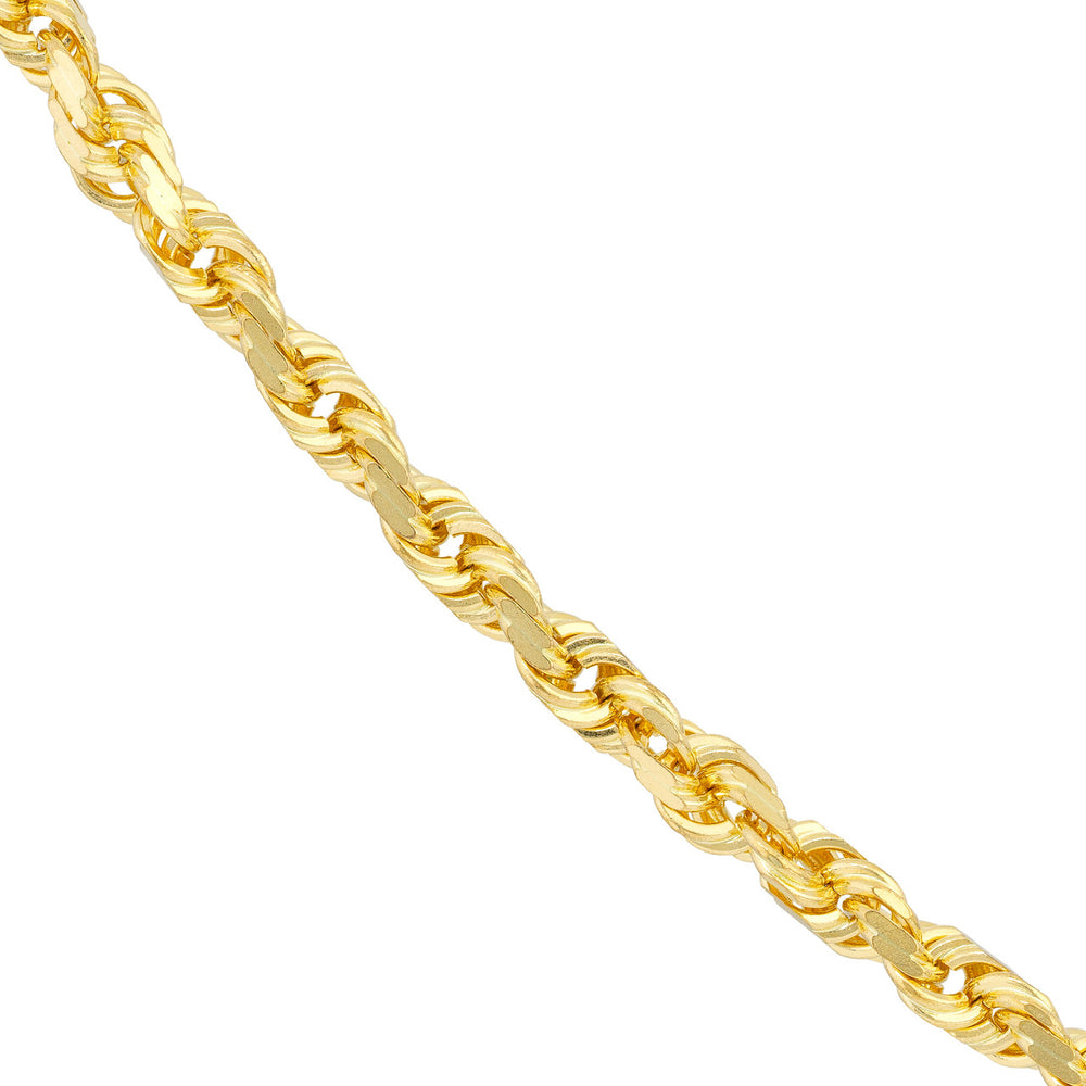 14K Yellow Gold 4.50mm Solid Diamond Cut Rope Chain with Lobster Lock
