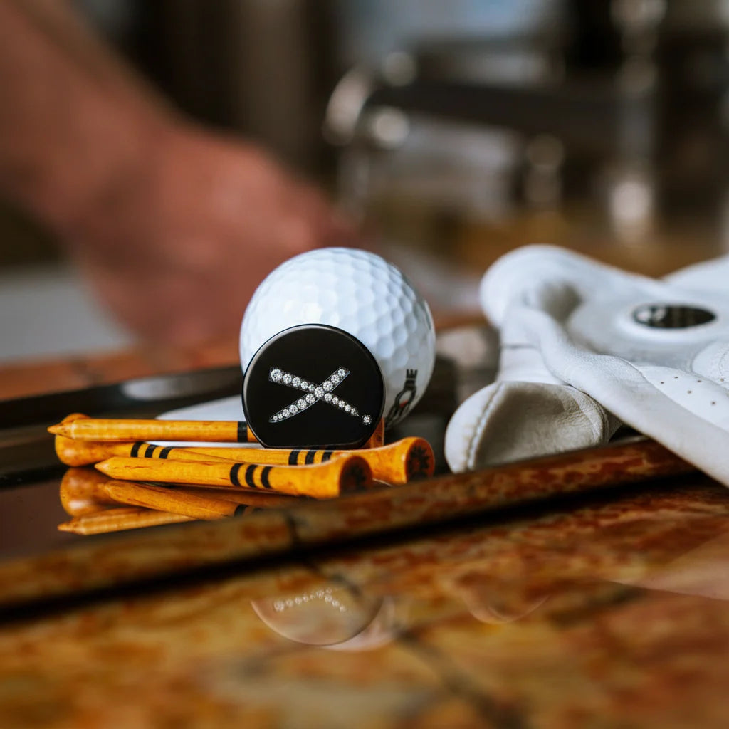 The Majesty - Black Titanium &amp; Lab Grown Diamond Doubloon Golf Ball Marker