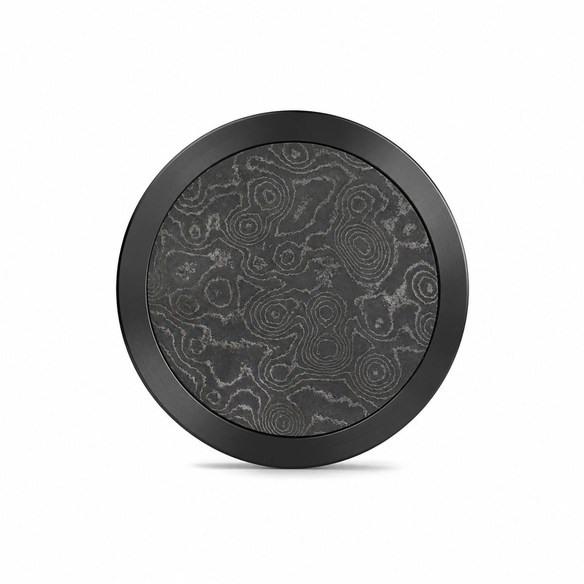 The Vagabond Dark - Black Titanium &amp; Damascus Steel Doubloon Golf Ball Marker