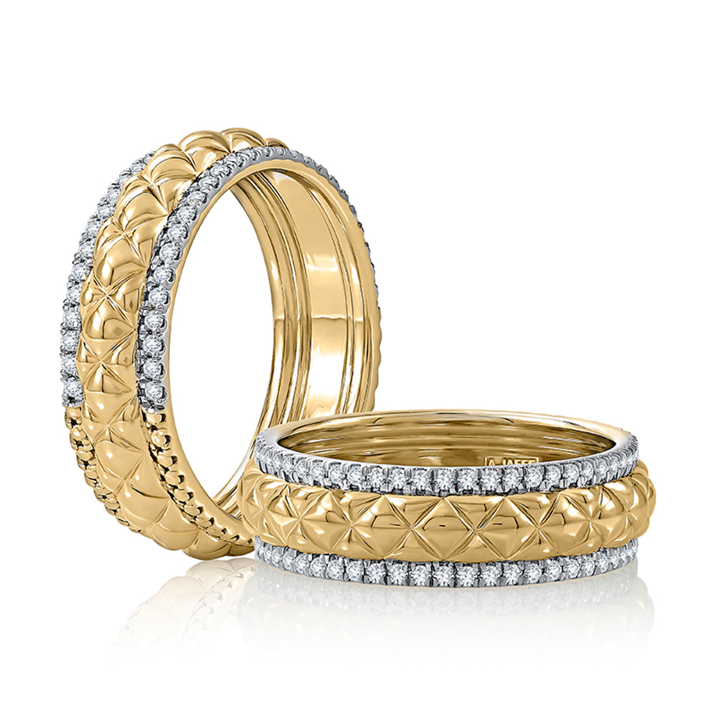 A. Jaffe 14K Yellow Gold 0.27cttw Diamond Borders Quilted Center Fashion Ring