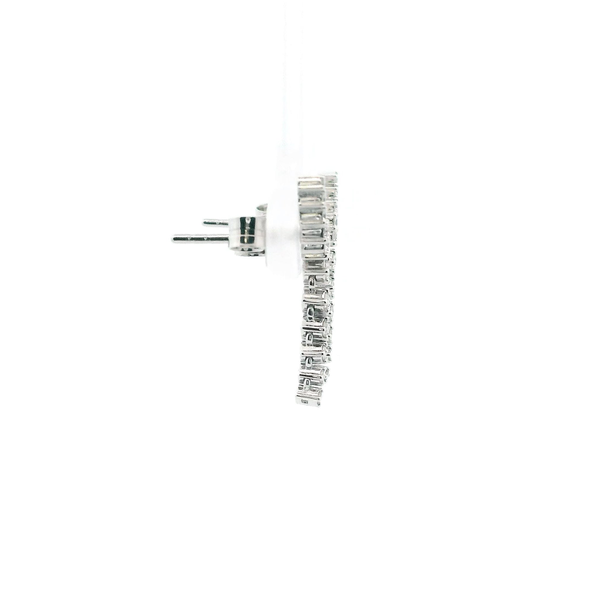 14K White Gold 0.23cttw. Diamond Curved Dangle Earrings