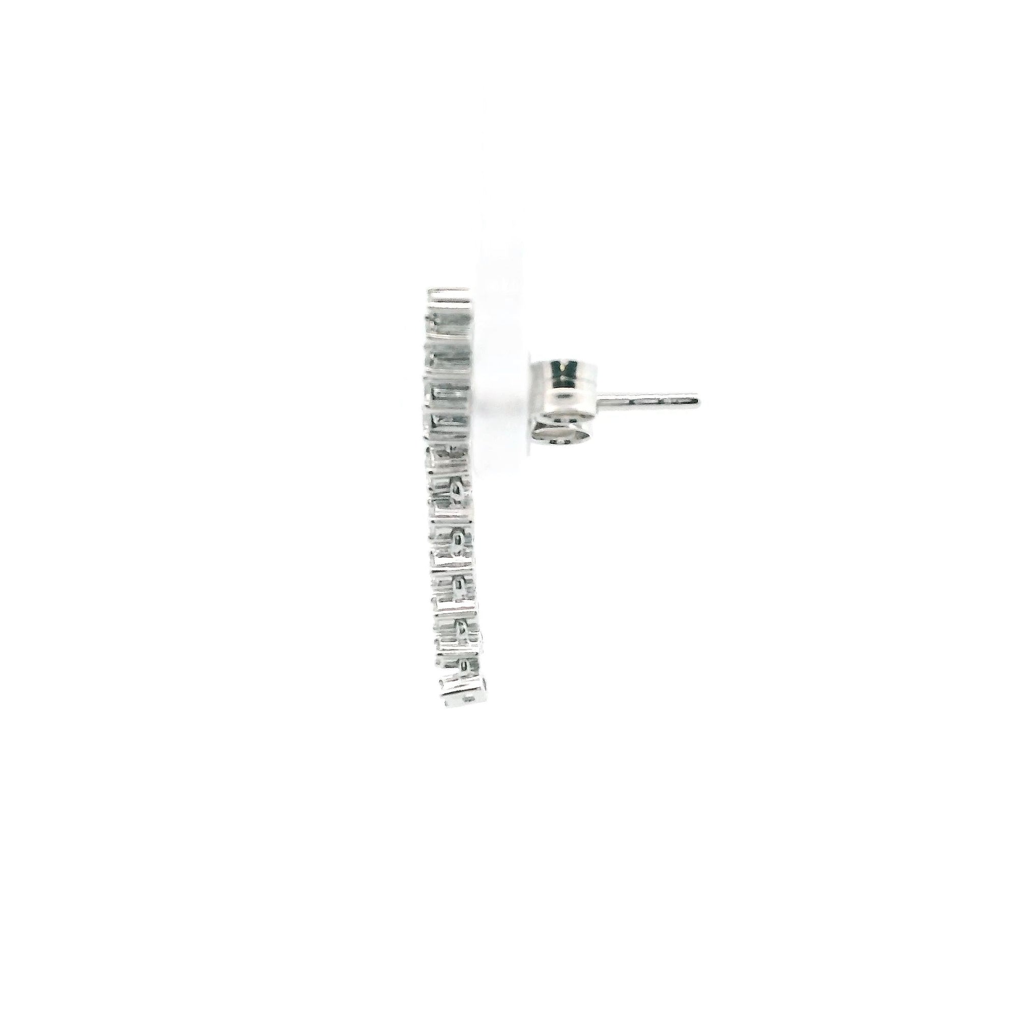 14K White Gold 0.23cttw. Diamond Curved Dangle Earrings
