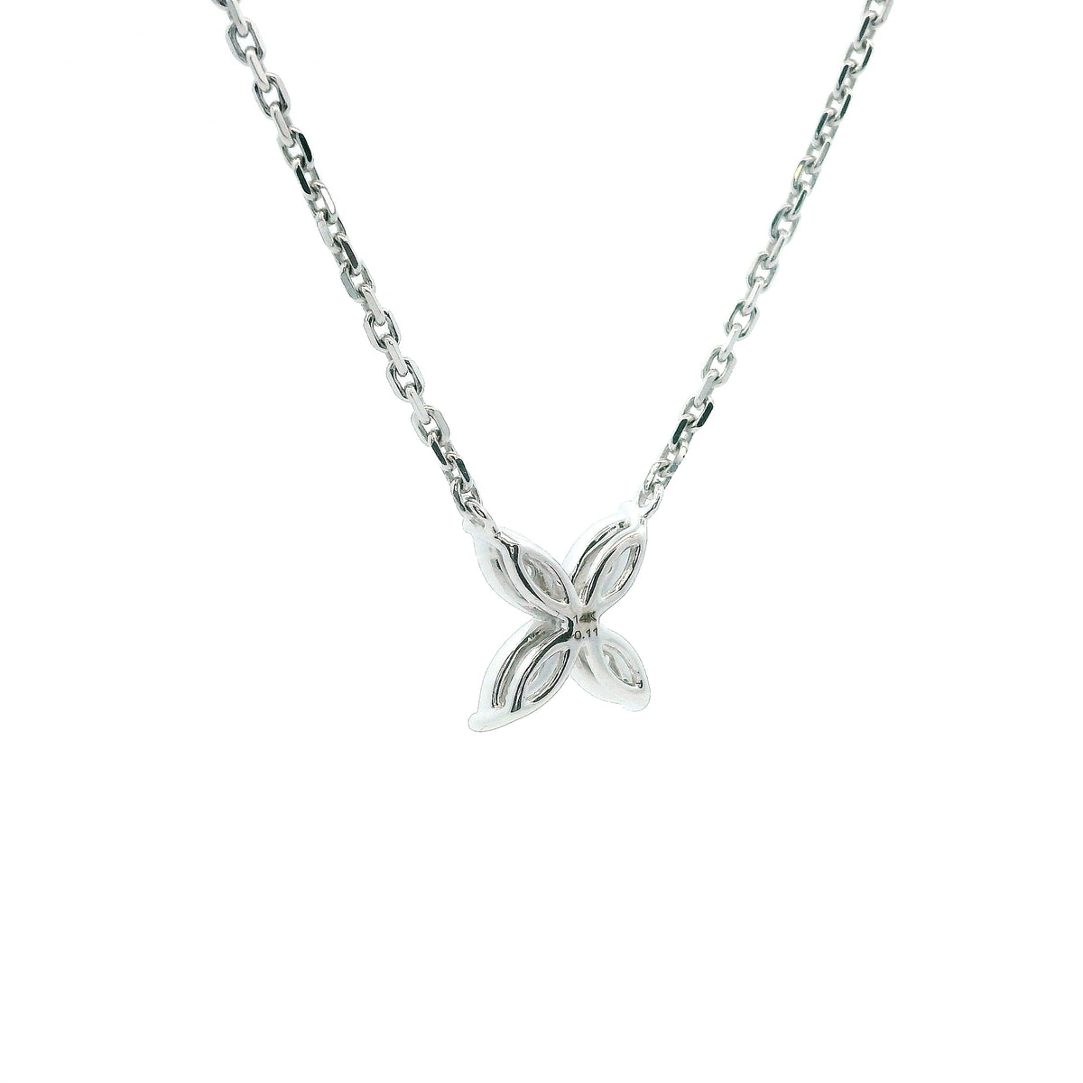 14K White Gold 0.11cttw. Diamond Floral Pendant Necklace