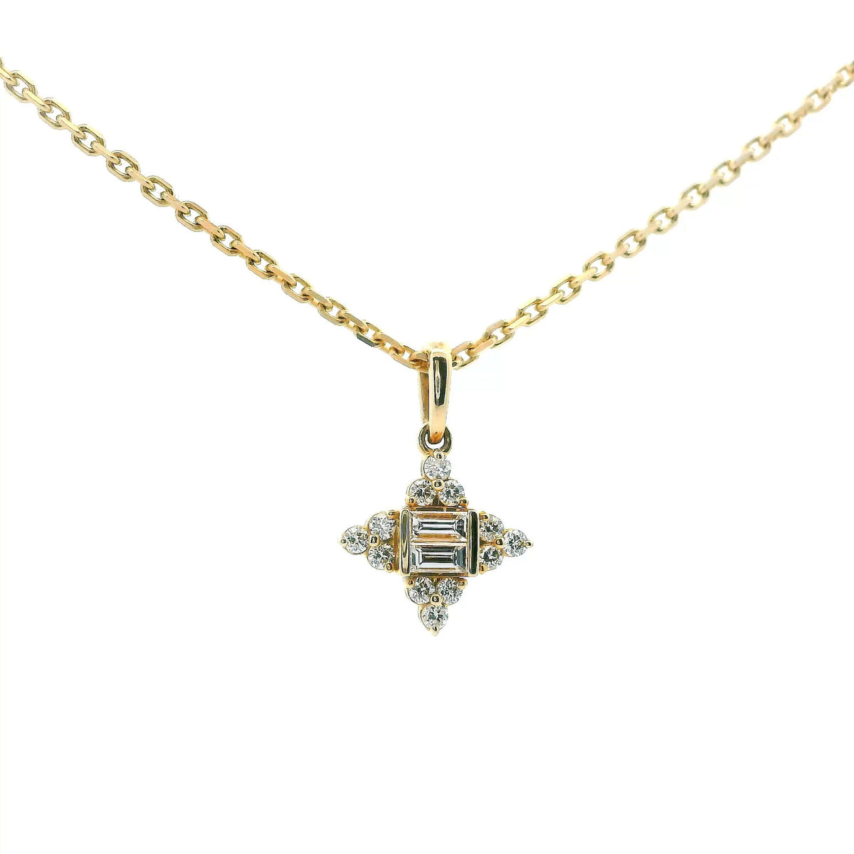 14K Yellow Gold 0.21cttw. Diamond Star Pendant Necklace