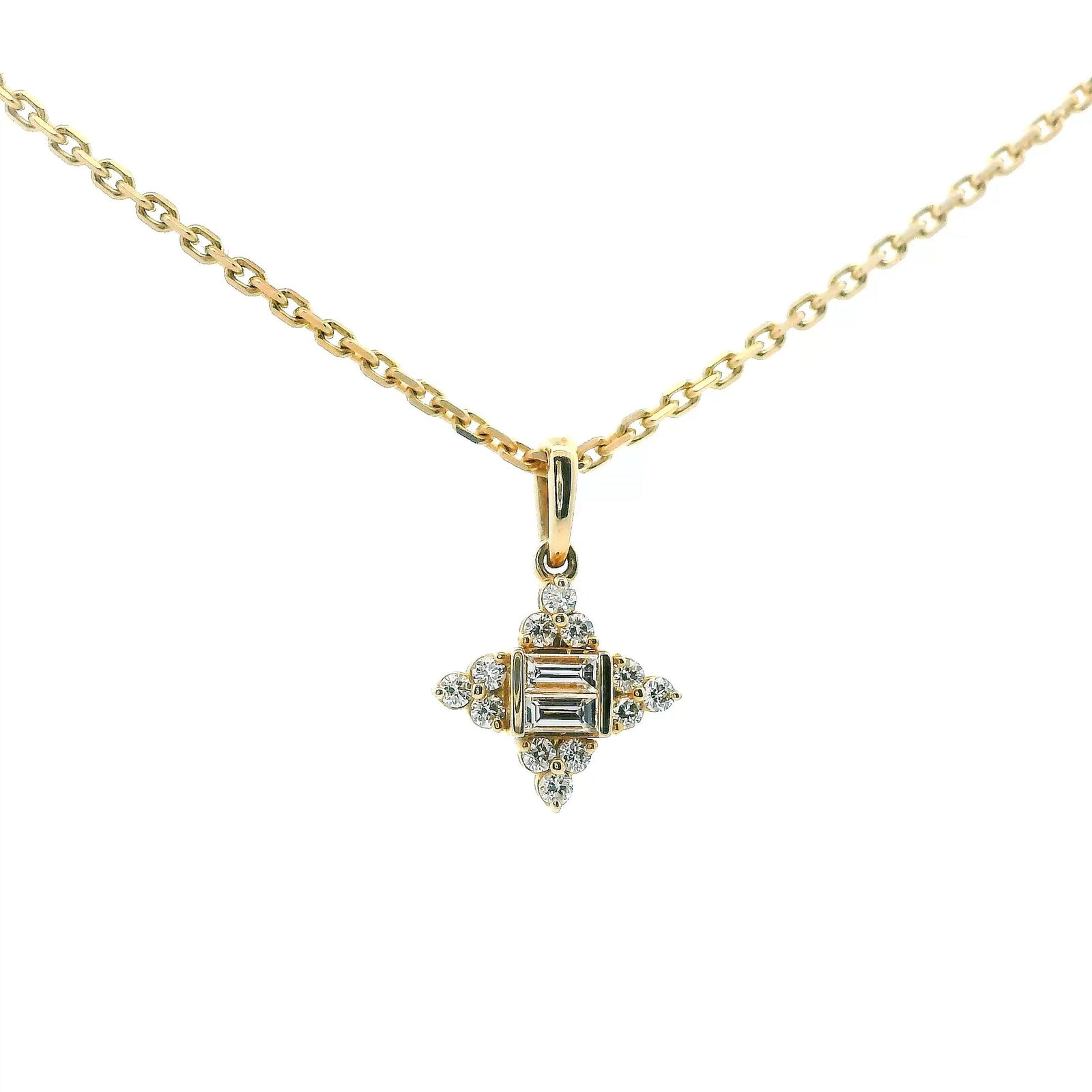 14K Yellow Gold 0.21cttw. Diamond Star Pendant Necklace