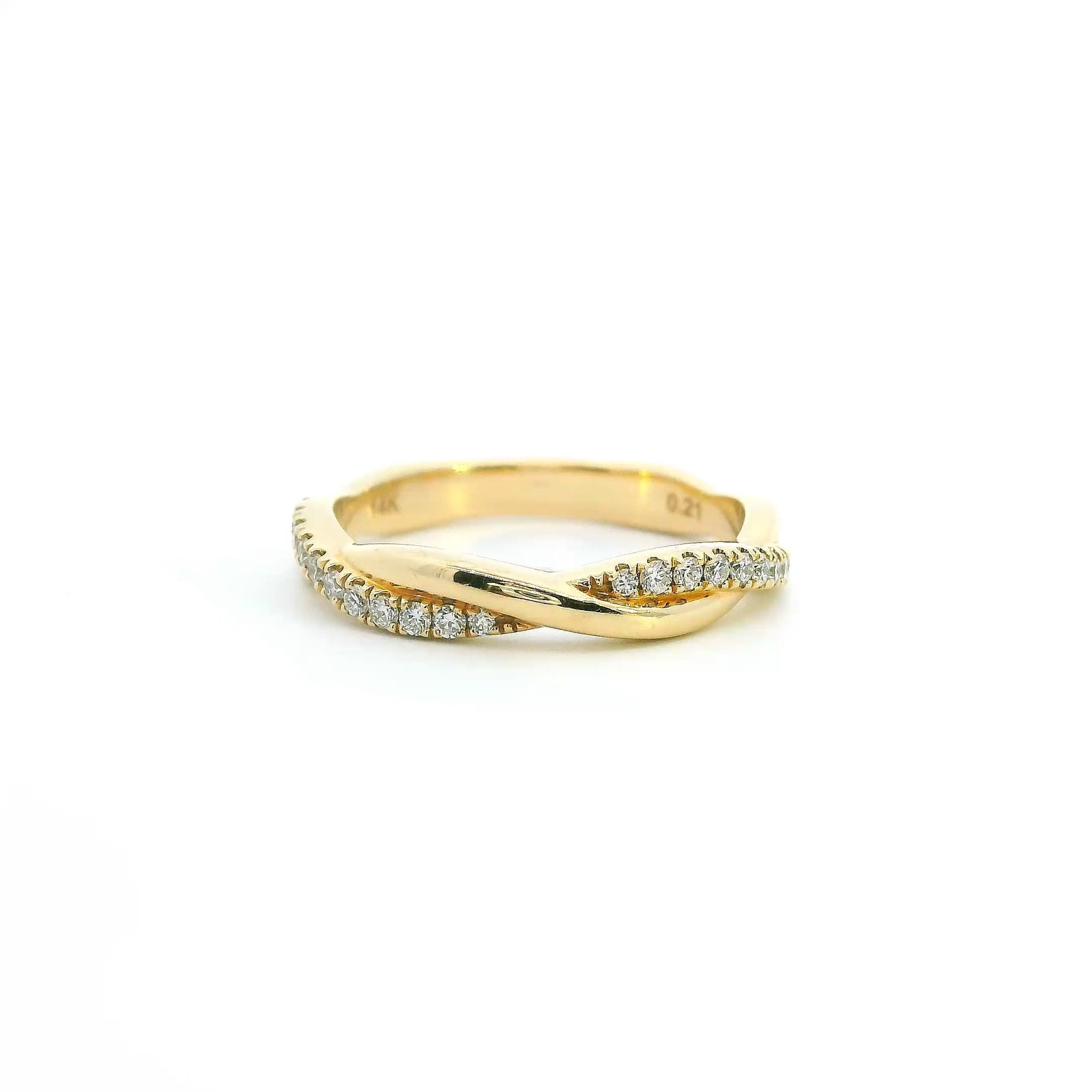 14K Yellow Gold 0.21cttw. Diamond Twist Fashion Ring