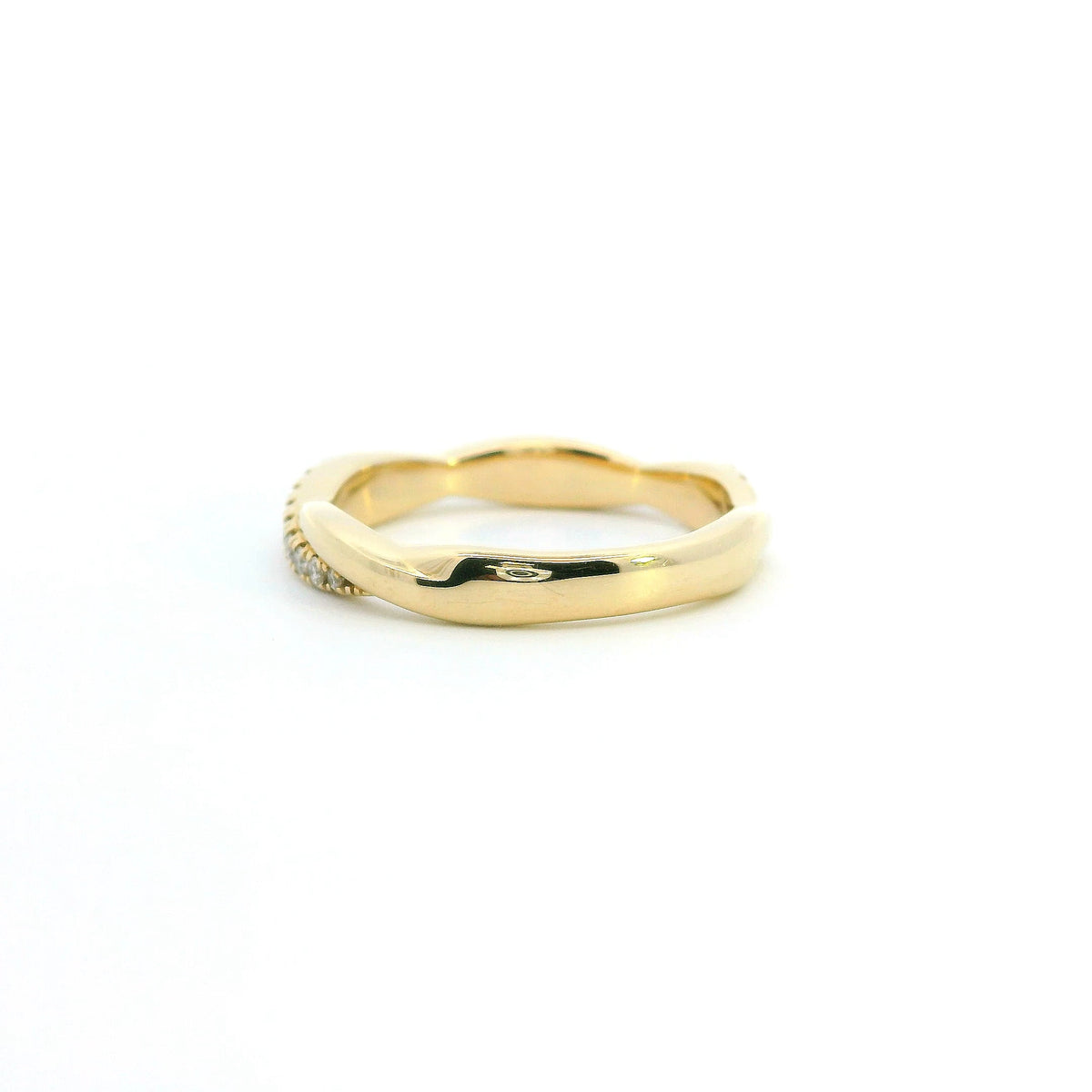 14K Yellow Gold 0.21cttw. Diamond Twist Fashion Ring