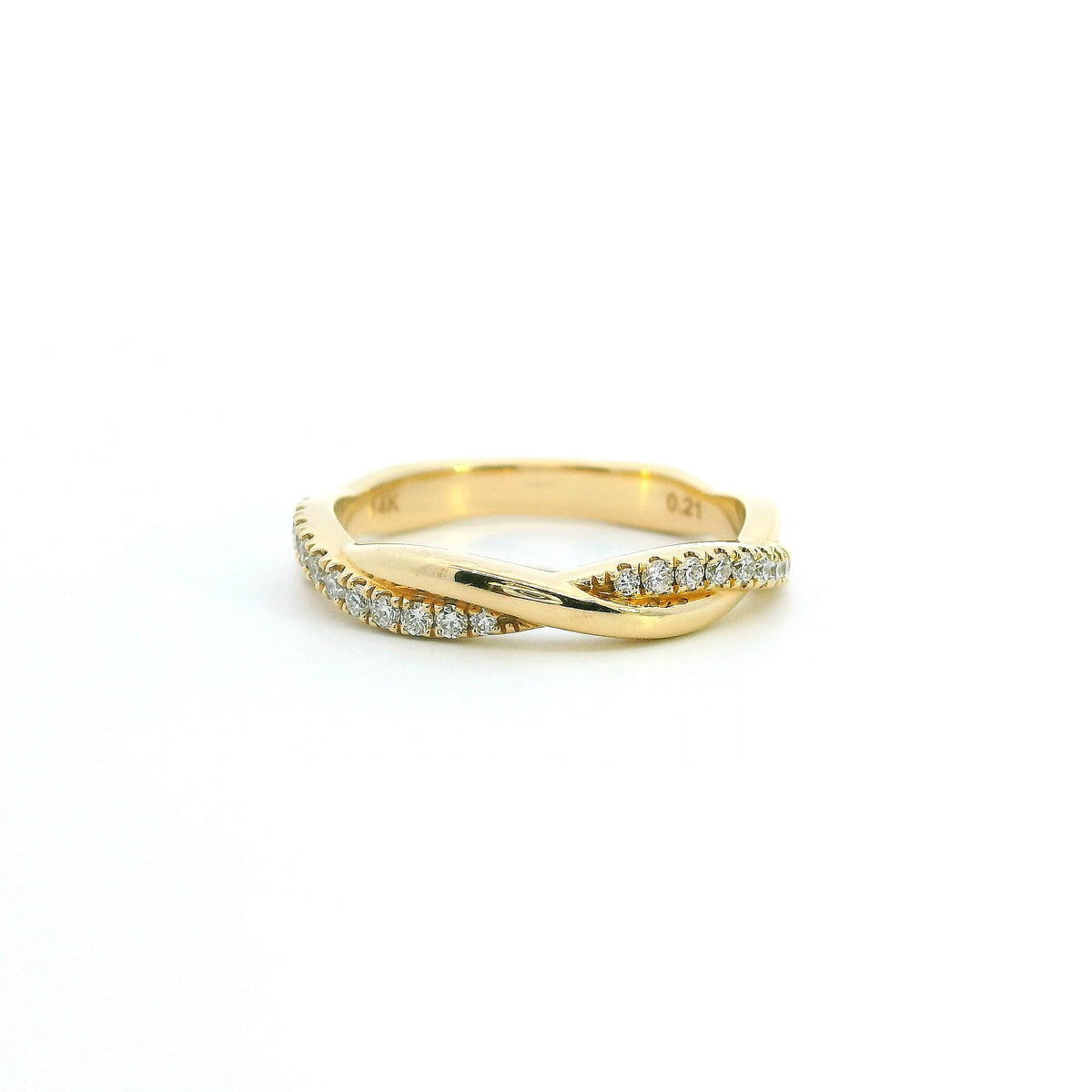 14K Yellow Gold 0.21cttw. Diamond Twist Fashion Ring