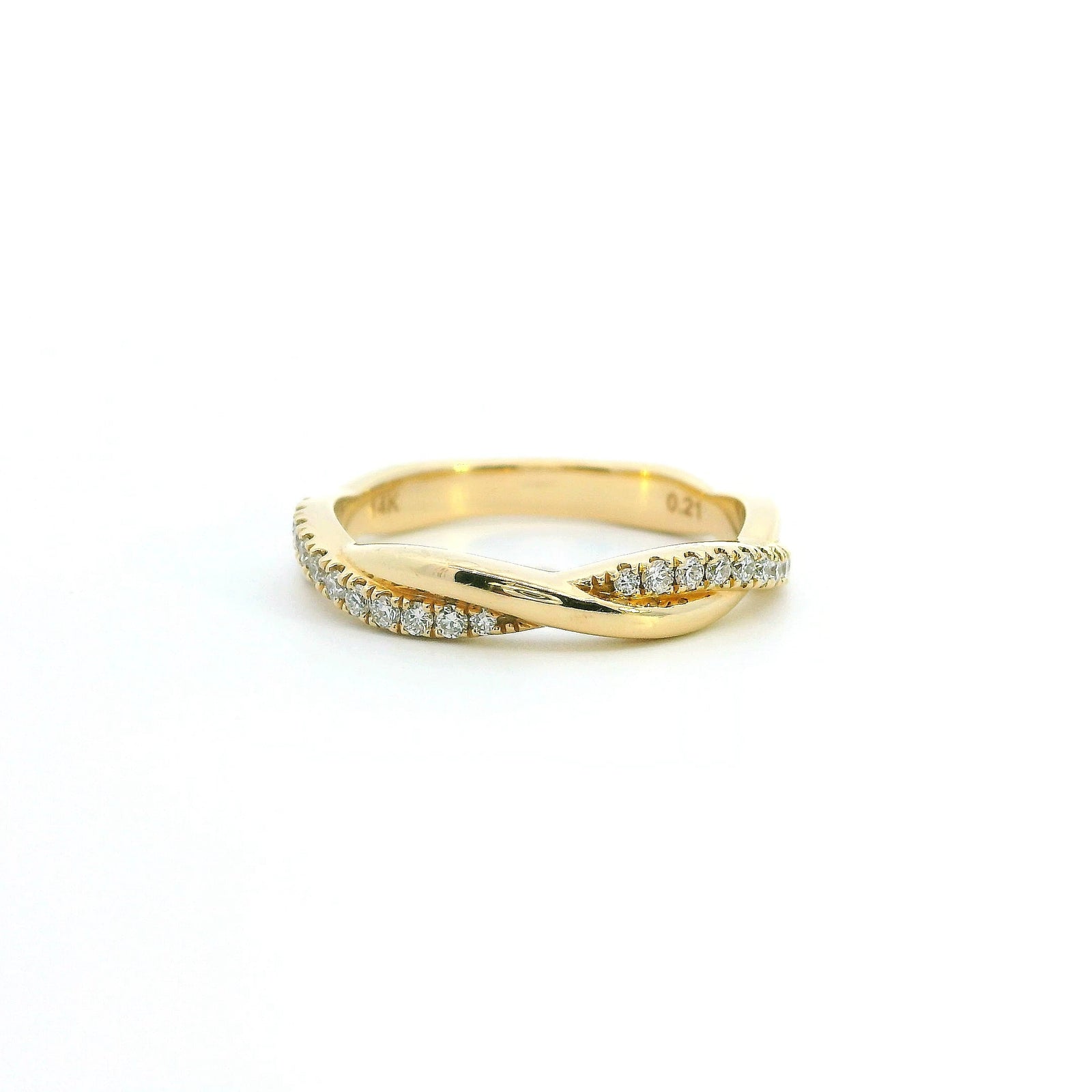 14K Yellow Gold 0.21cttw. Diamond Twist Fashion Ring