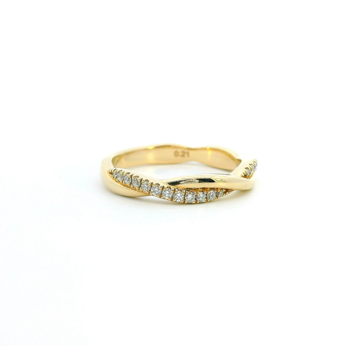 14K Yellow Gold 0.21cttw. Diamond Twist Fashion Ring