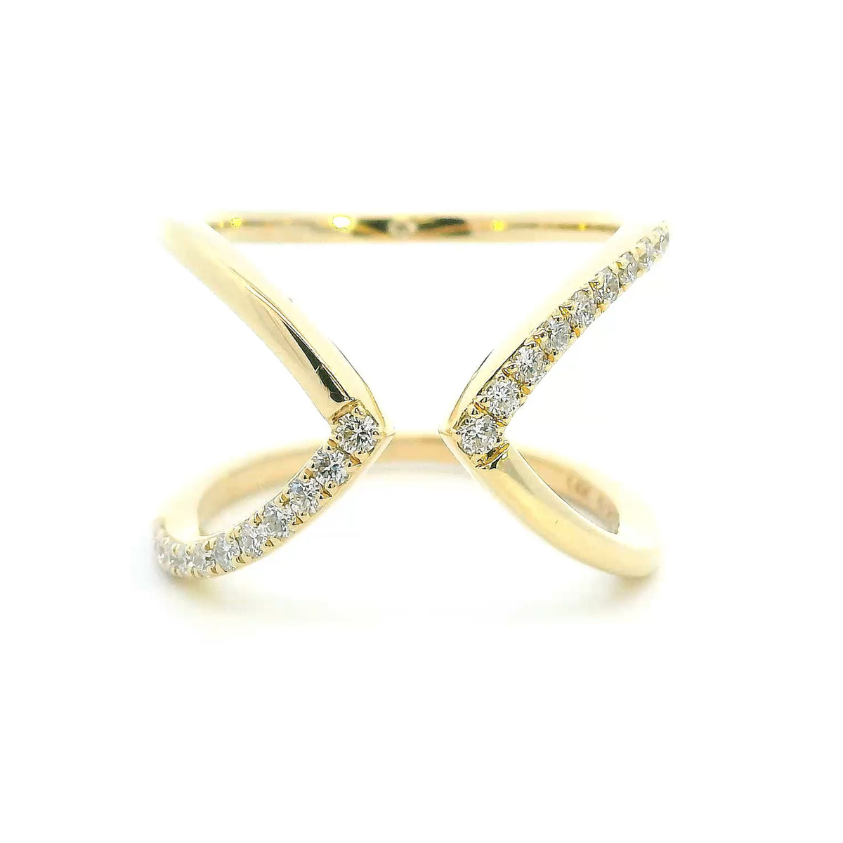 14K Yellow Gold 0.22cttw. Diamond Open Crossover Fashion Ring