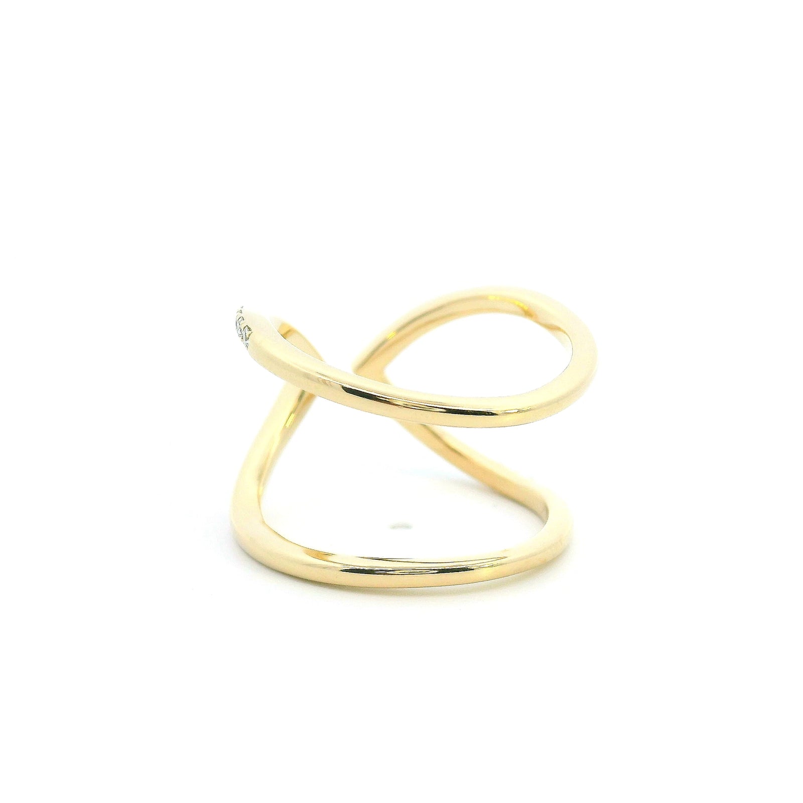 14K Yellow Gold 0.22cttw. Diamond Open Crossover Fashion Ring