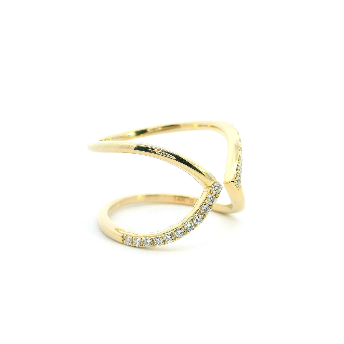 14K Yellow Gold 0.22cttw. Diamond Open Crossover Fashion Ring