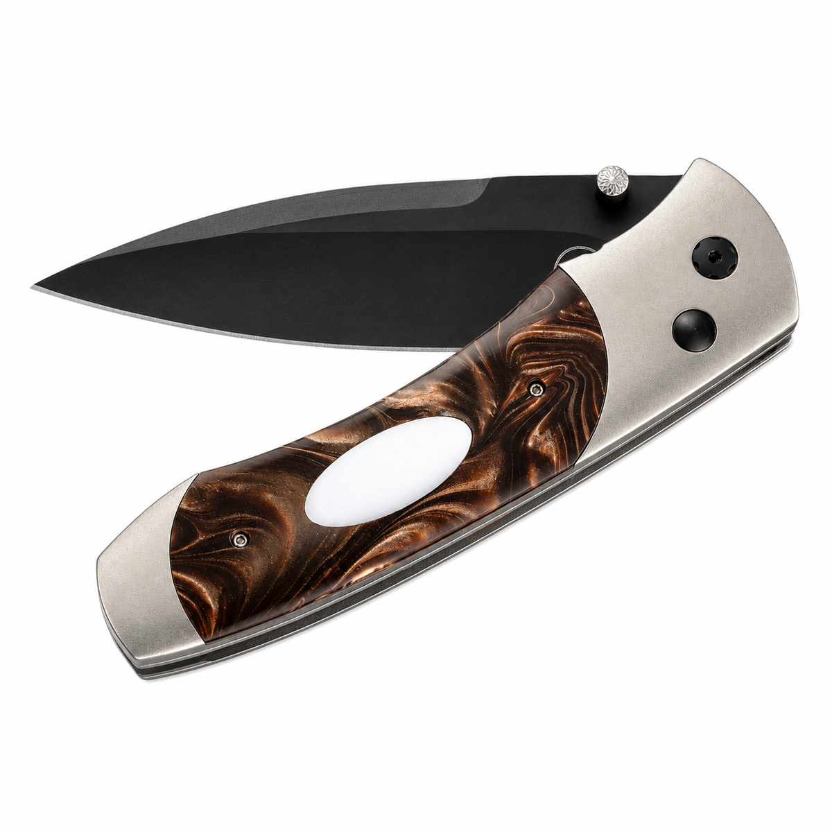 William Henry A300-3B - Acrylic Resin Inlaid Titanium Frame w/ DLC Stainless Steel Blade Folding Knife