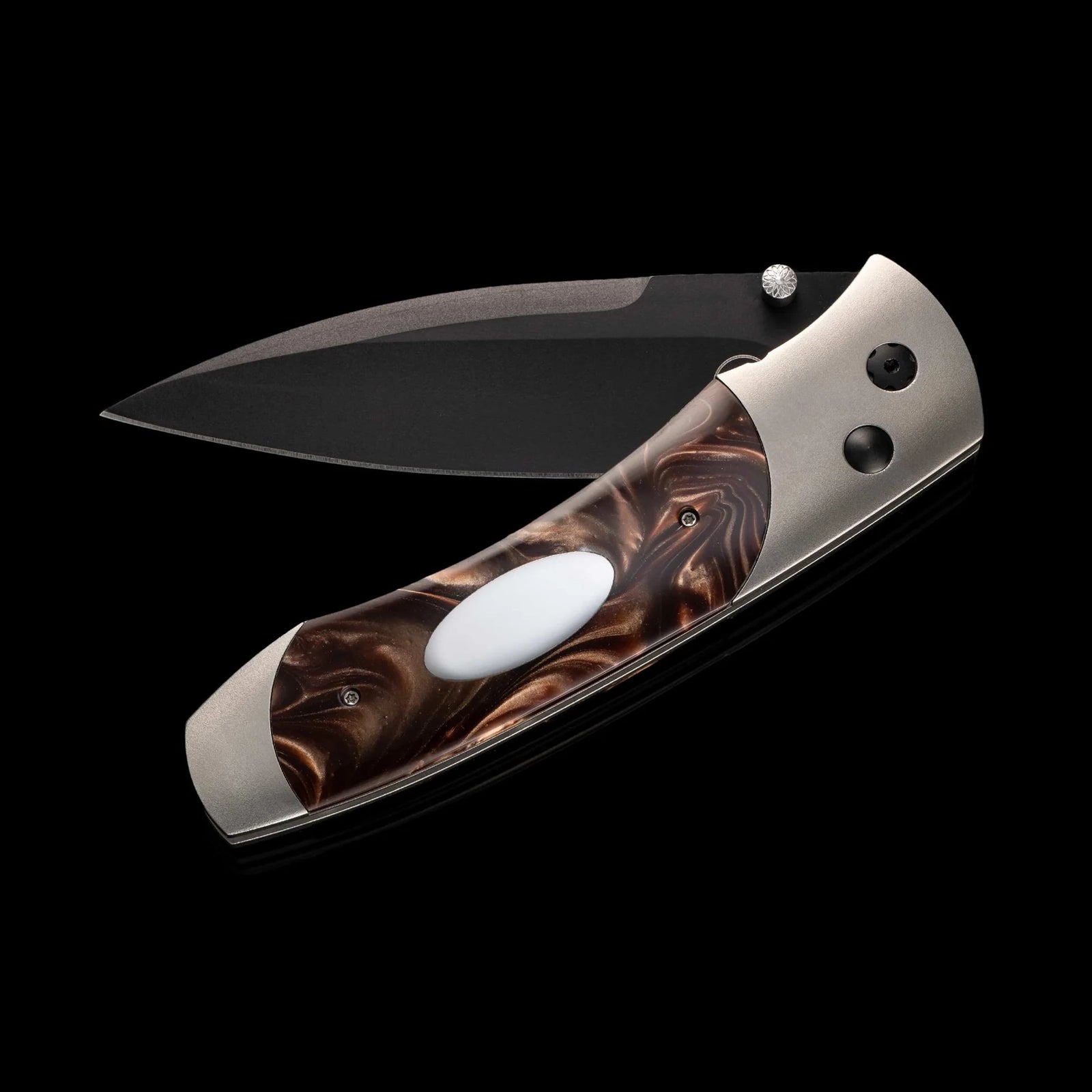 William Henry A300-3B - Acrylic Resin Inlaid Titanium Frame w/ DLC Stainless Steel Blade Folding Knife