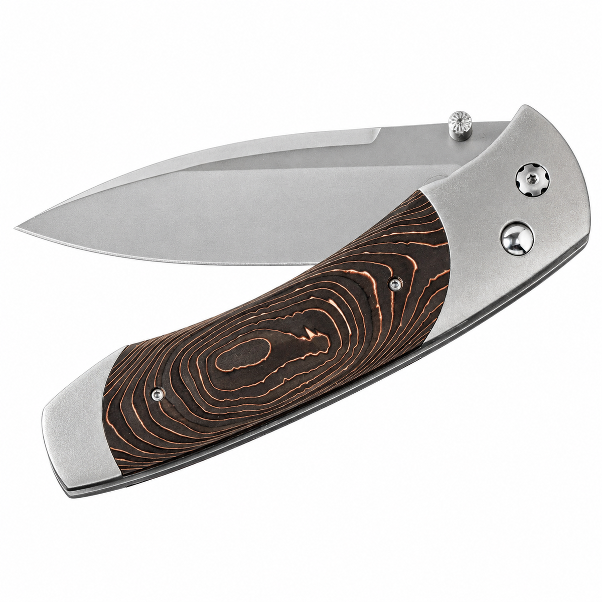 William Henry A300-6 - Copper Swirl Carbon Fiber Inlaid Titanium Frame w/ Stainless Steel Blade Folding Knife