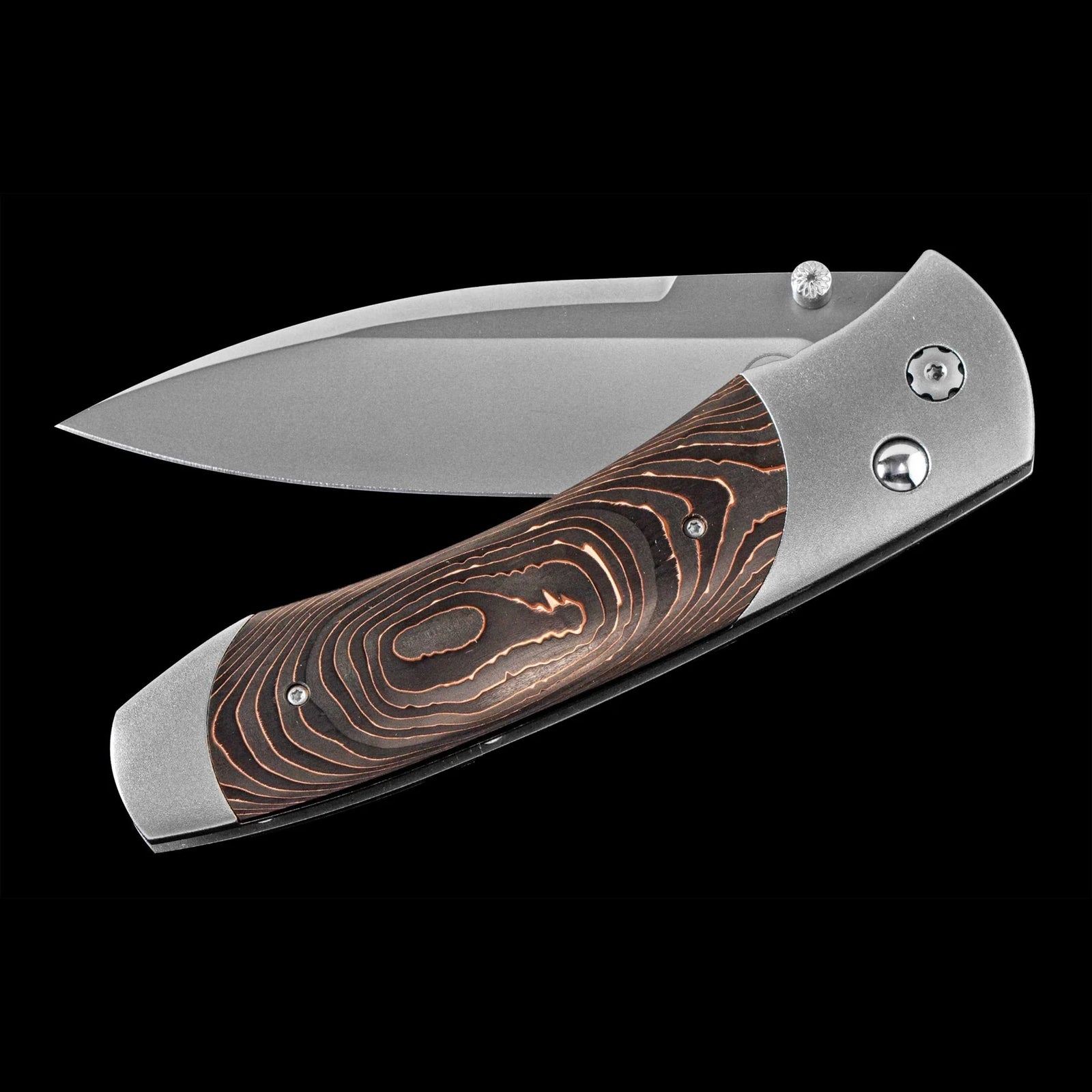 William Henry A300-6 - Copper Swirl Carbon Fiber Inlaid Titanium Frame w/ Stainless Steel Blade Folding Knife