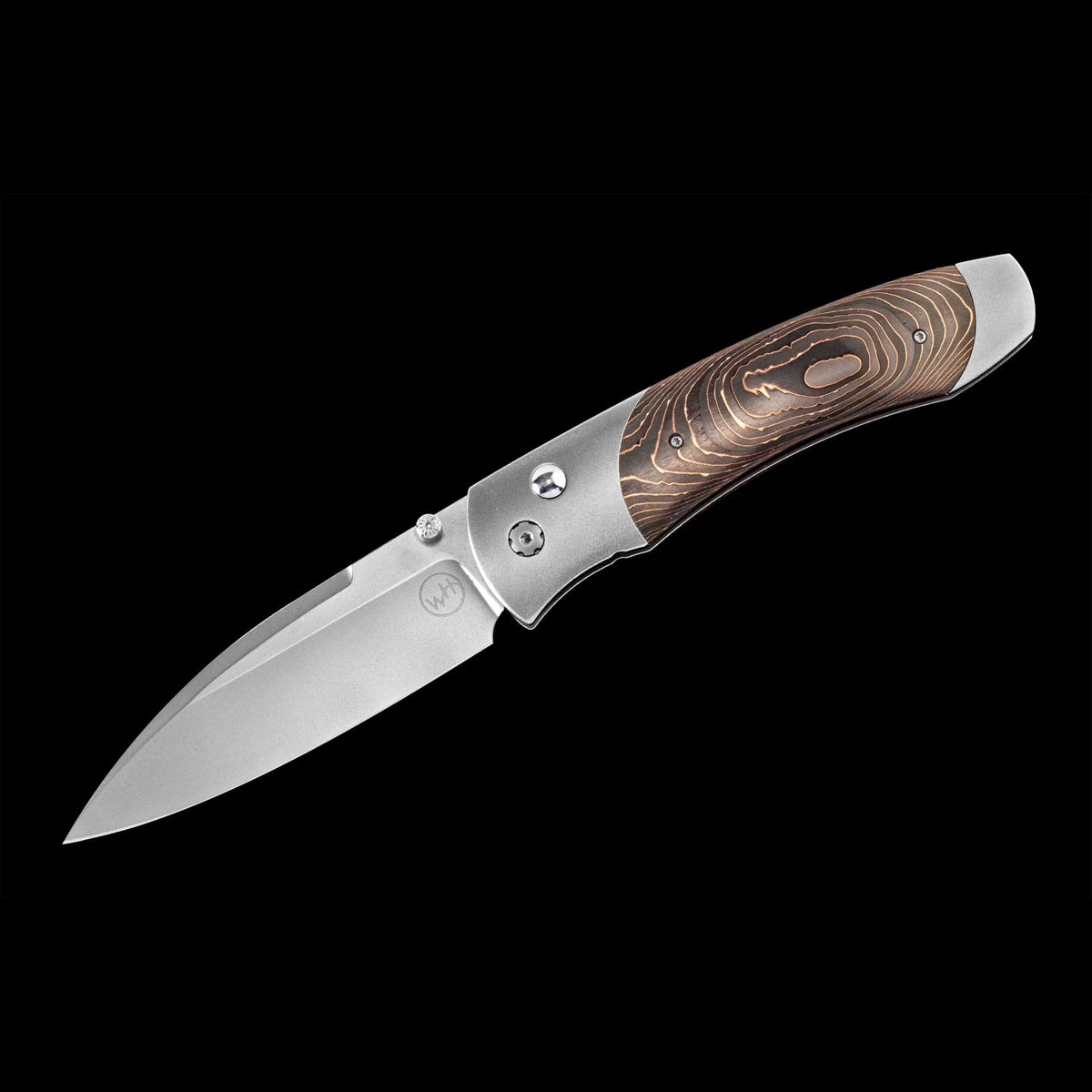 William Henry A300-6 - Copper Swirl Carbon Fiber Inlaid Titanium Frame w/ Stainless Steel Blade Folding Knife