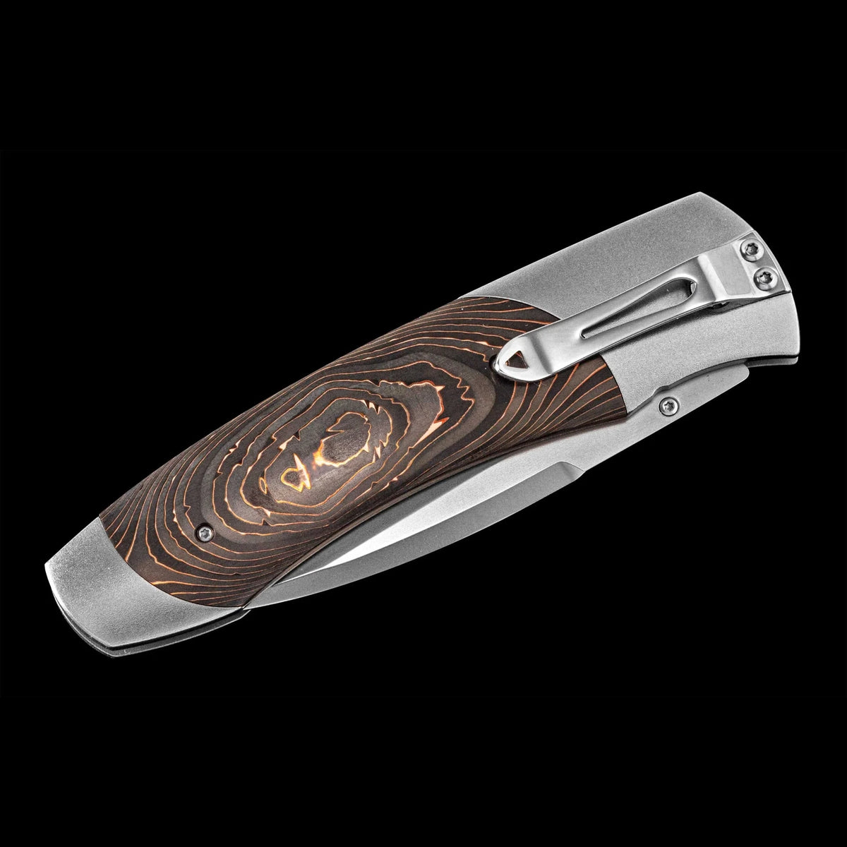 William Henry A300-6 - Copper Swirl Carbon Fiber Inlaid Titanium Frame w/ Stainless Steel Blade Folding Knife