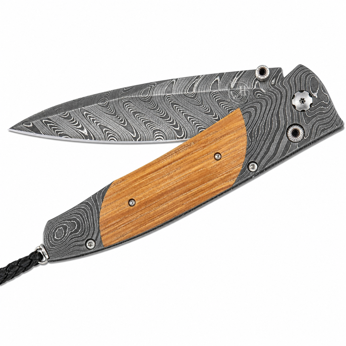 William Henry B30 Pappy Reserve - Pappy Bourbon Barrel Twist Damascus Frame w/ Boomerang Damascus Blade Folding Knife