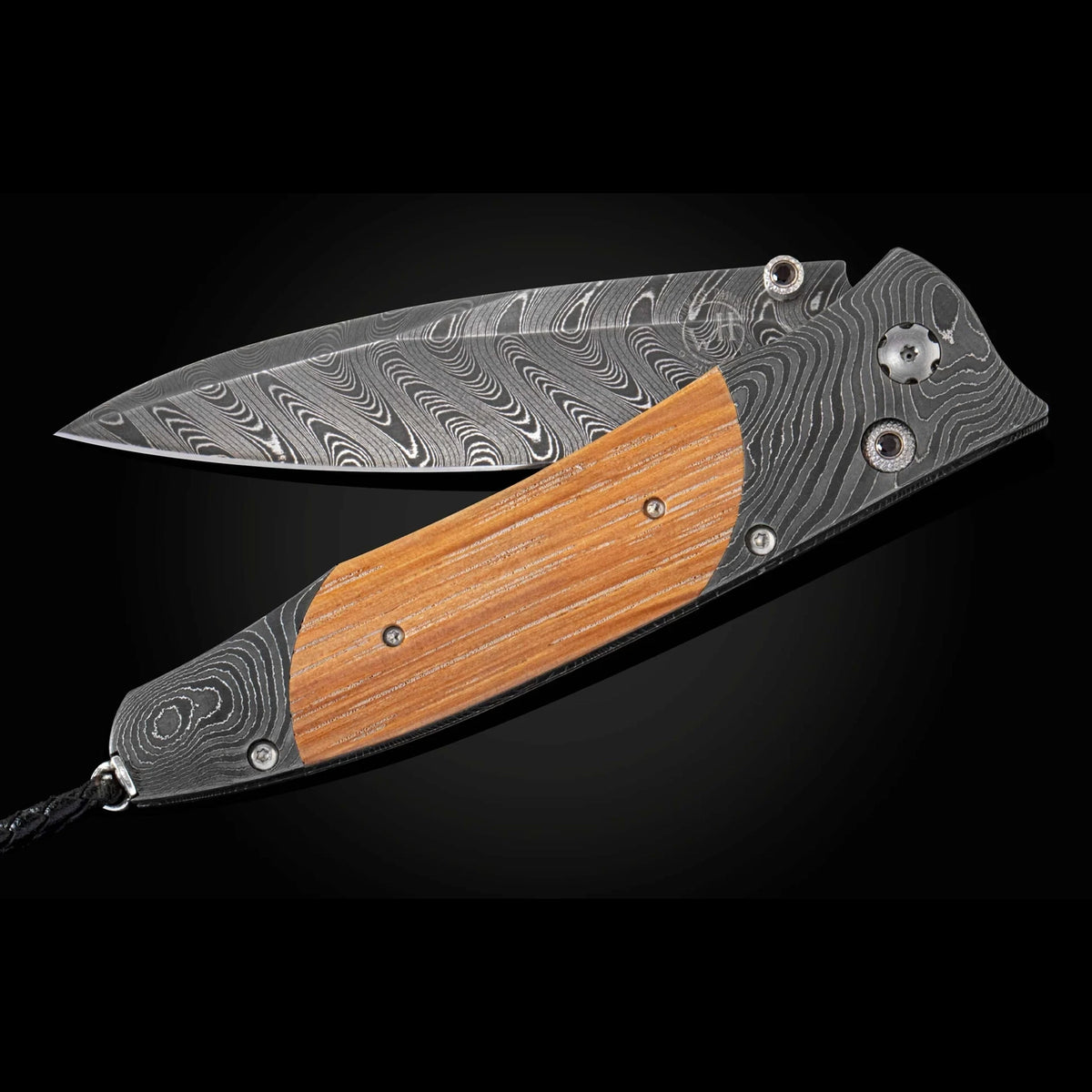 William Henry B30 Pappy Reserve - Pappy Bourbon Barrel Twist Damascus Frame w/ Boomerang Damascus Blade Folding Knife