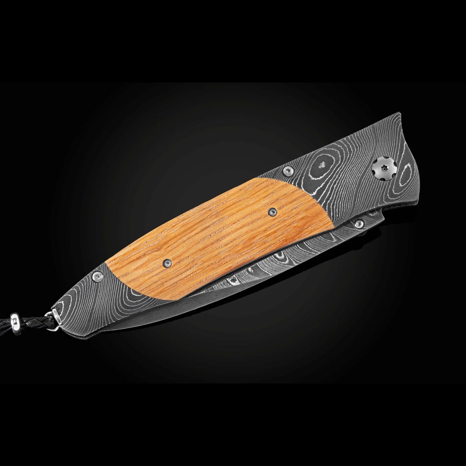 William Henry B30 Pappy Reserve - Pappy Bourbon Barrel Twist Damascus Frame w/ Boomerang Damascus Blade Folding Knife