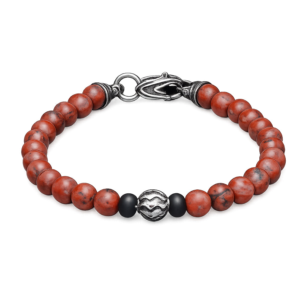 William Henry Brookings Red Sesame Jasper Beaded Bracelet