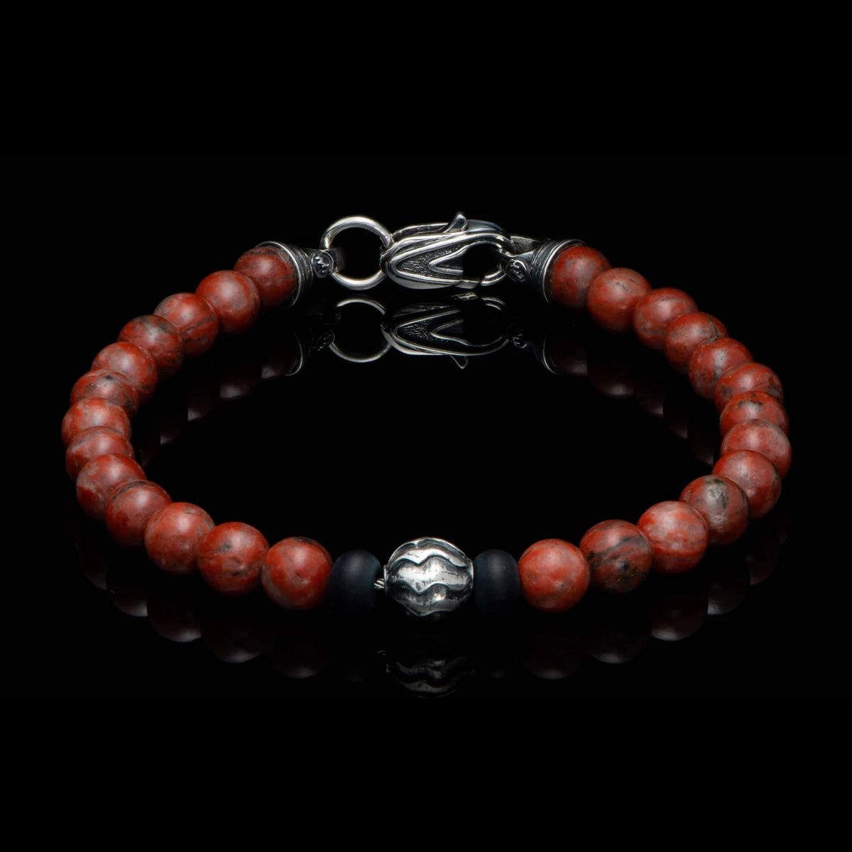 William Henry Brookings Red Sesame Jasper Beaded Bracelet
