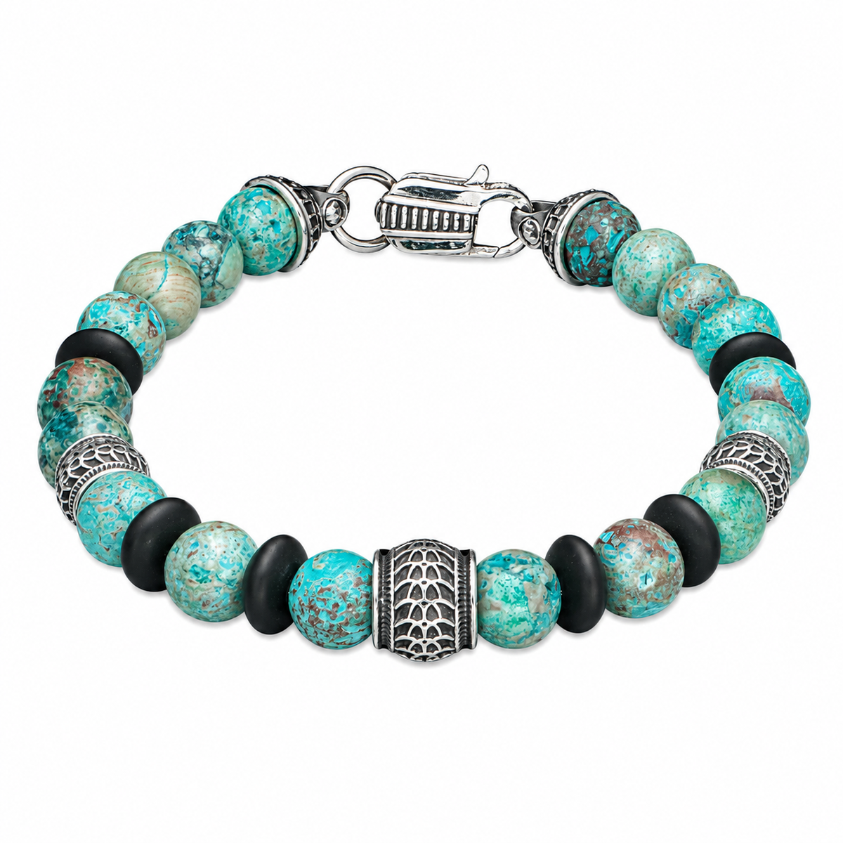 William Henry Newport Blue Agate Beaded Bracelet