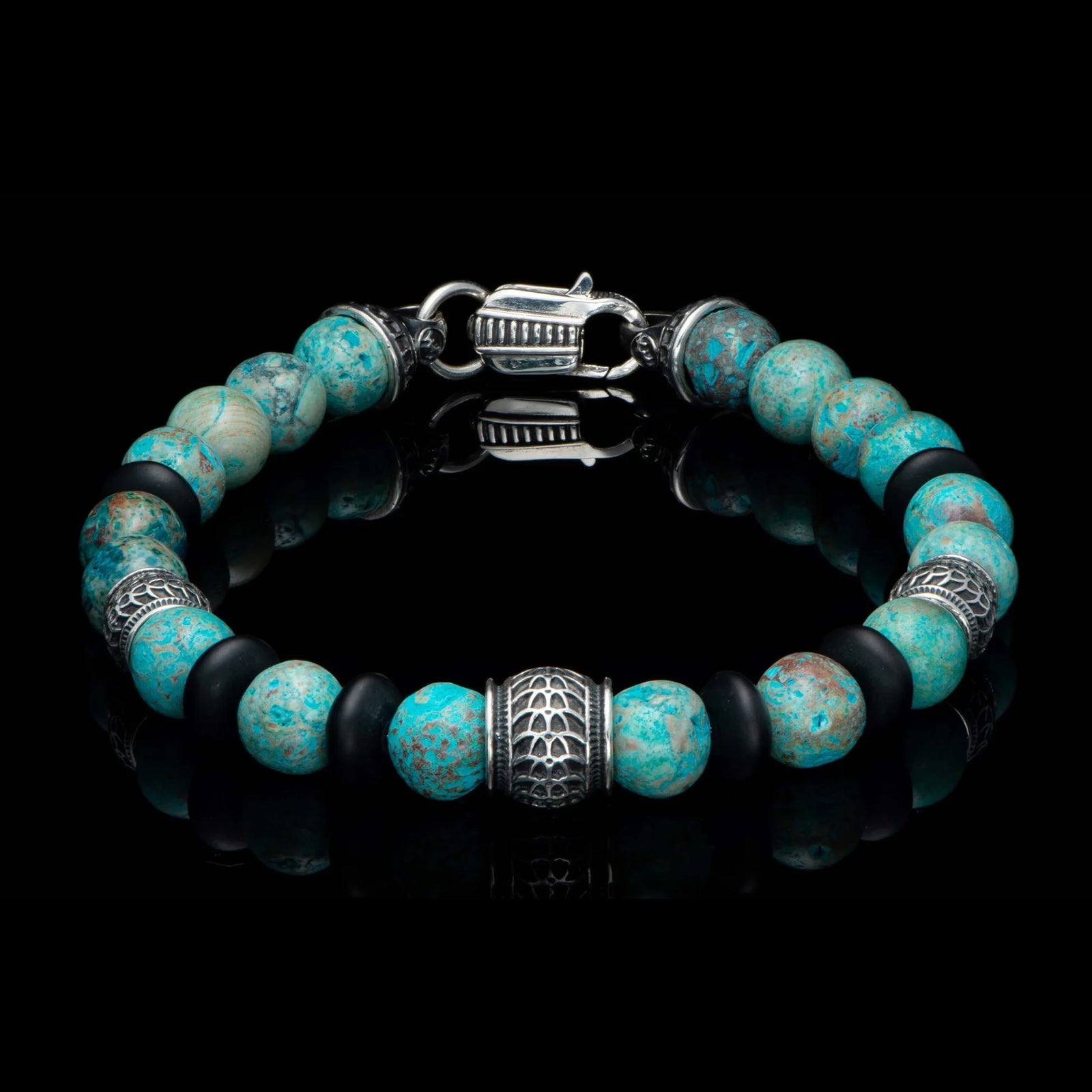 William Henry Newport Blue Agate Beaded Bracelet