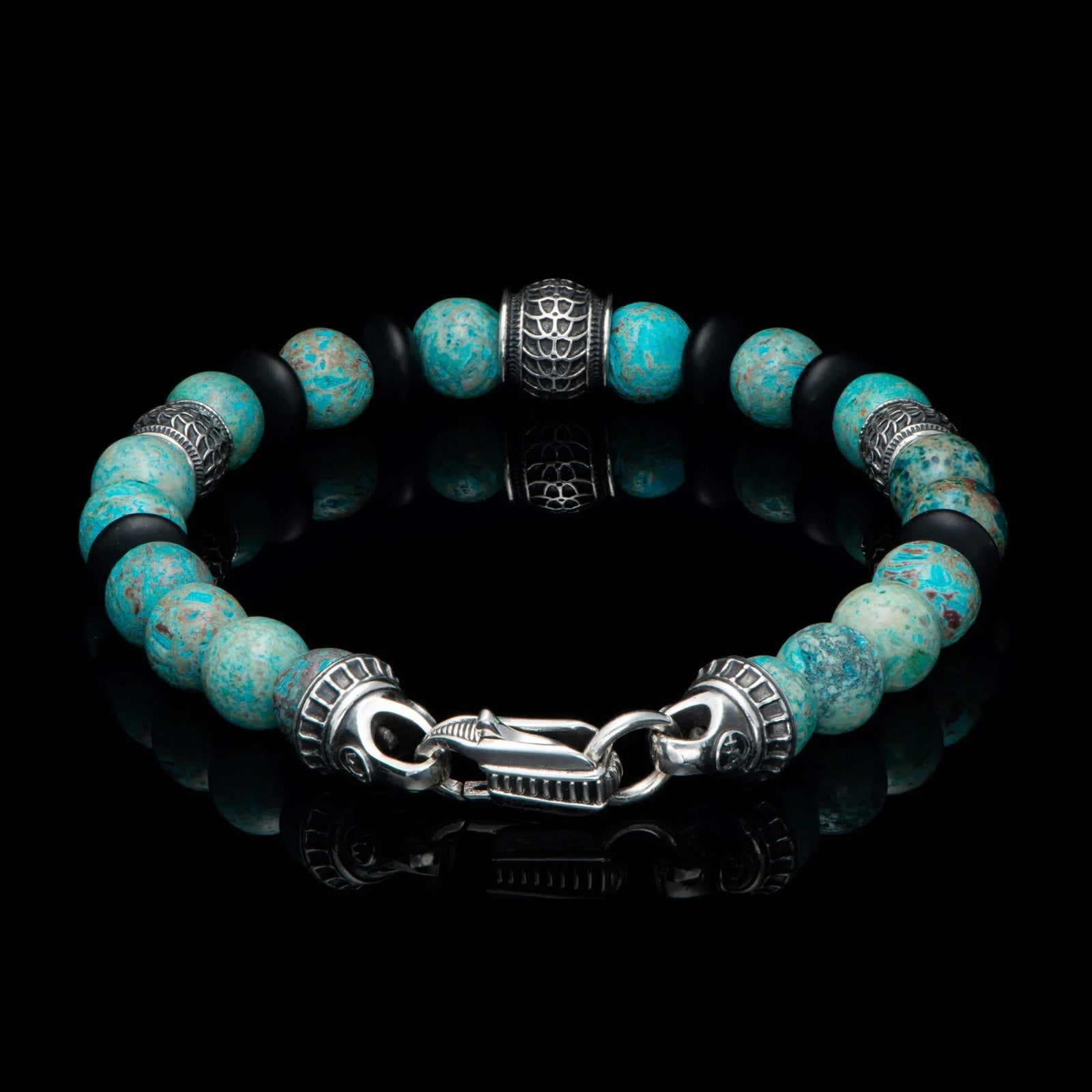 William Henry Newport Blue Agate Beaded Bracelet