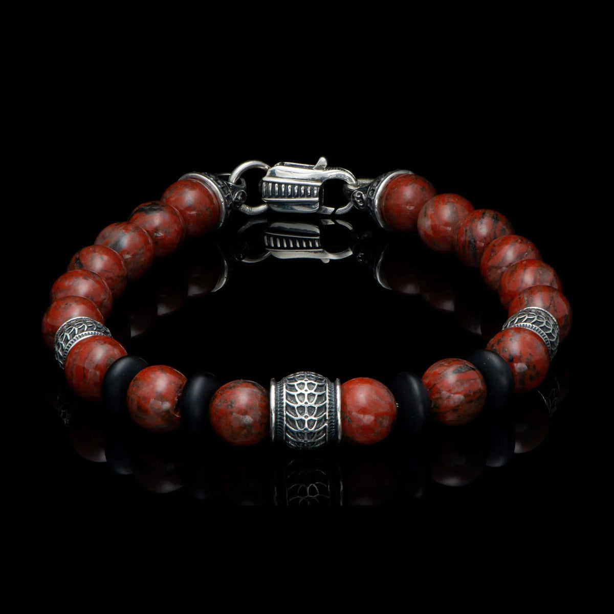 William Henry Newport Red Sesame Jasper Beaded Bracelet