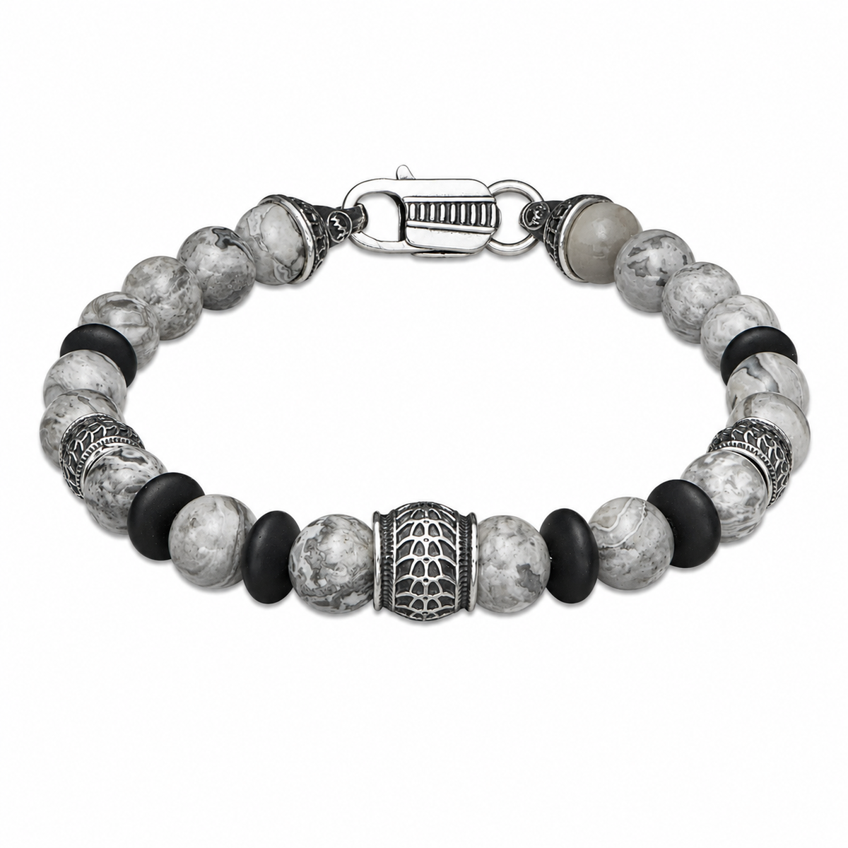 William Henry Newport Silver Agate Beaded Bracelet
