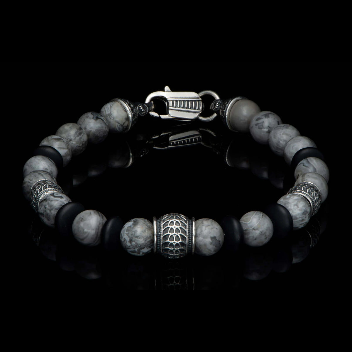William Henry Newport Silver Agate Beaded Bracelet