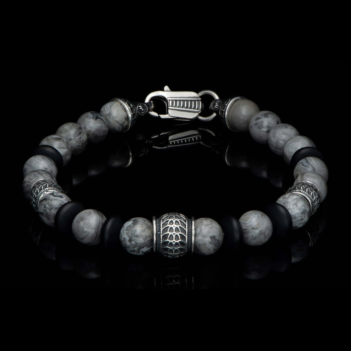 William Henry Newport Silver Agate Beaded Bracelet