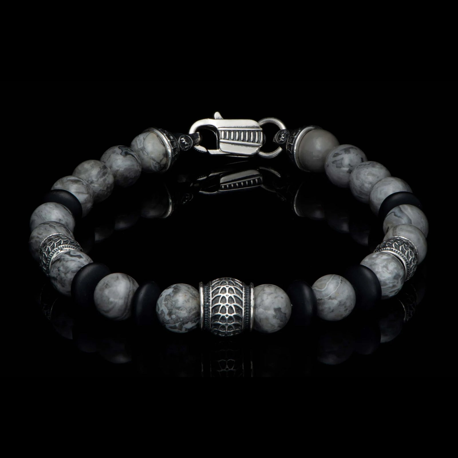 William Henry Newport Silver Agate Beaded Bracelet
