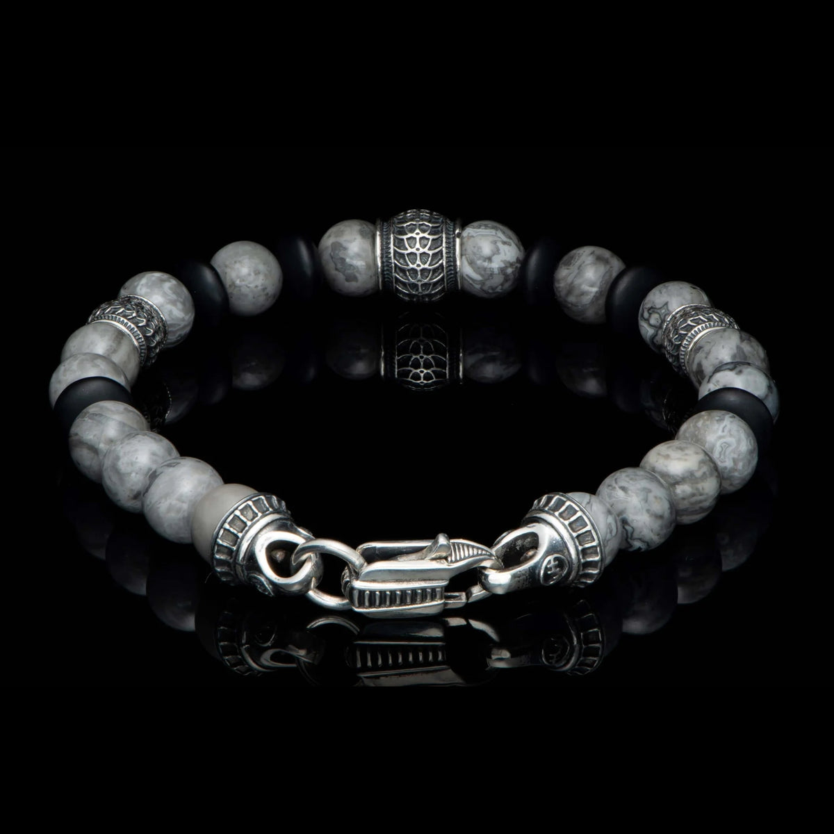 William Henry Newport Silver Agate Beaded Bracelet