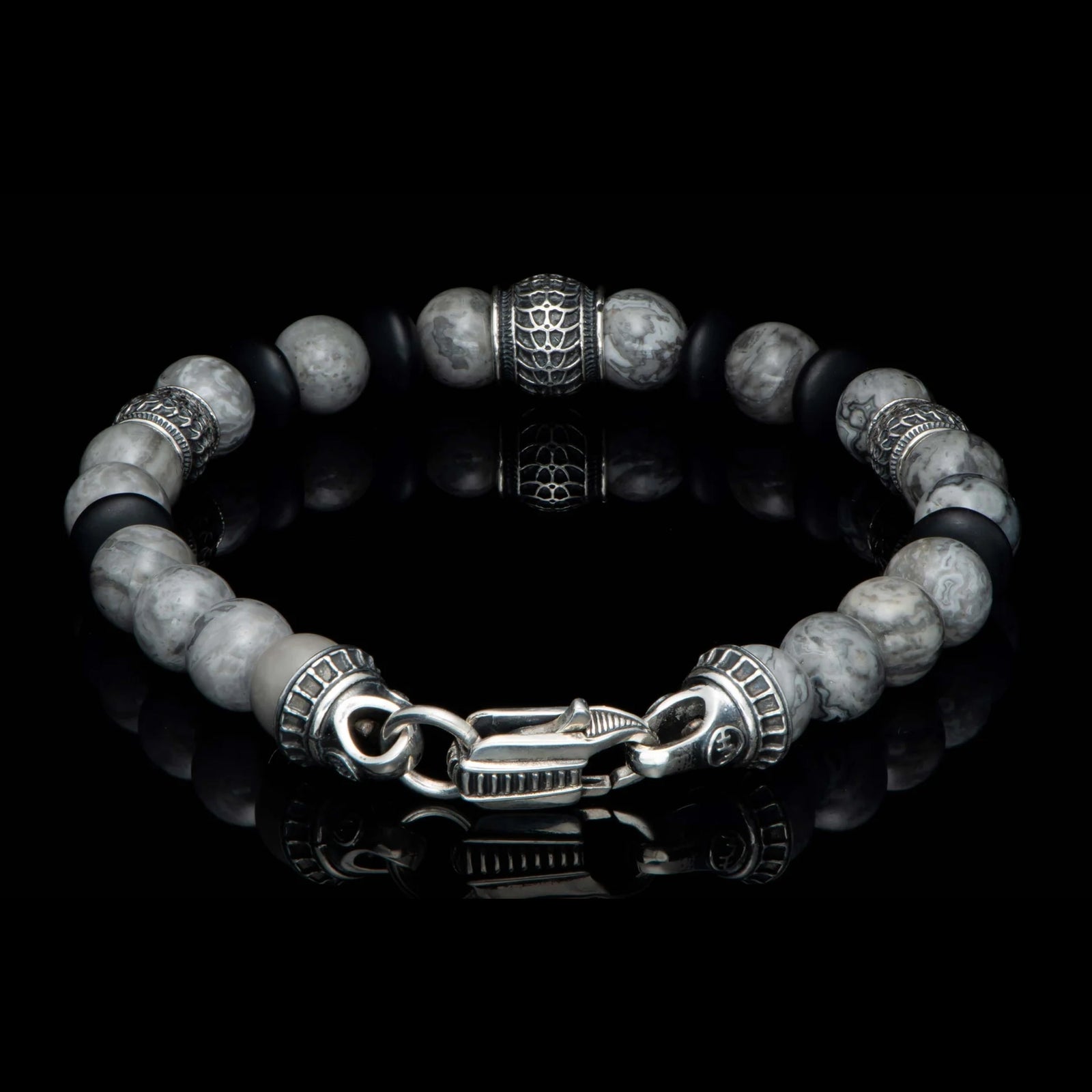 William Henry Newport Silver Agate Beaded Bracelet