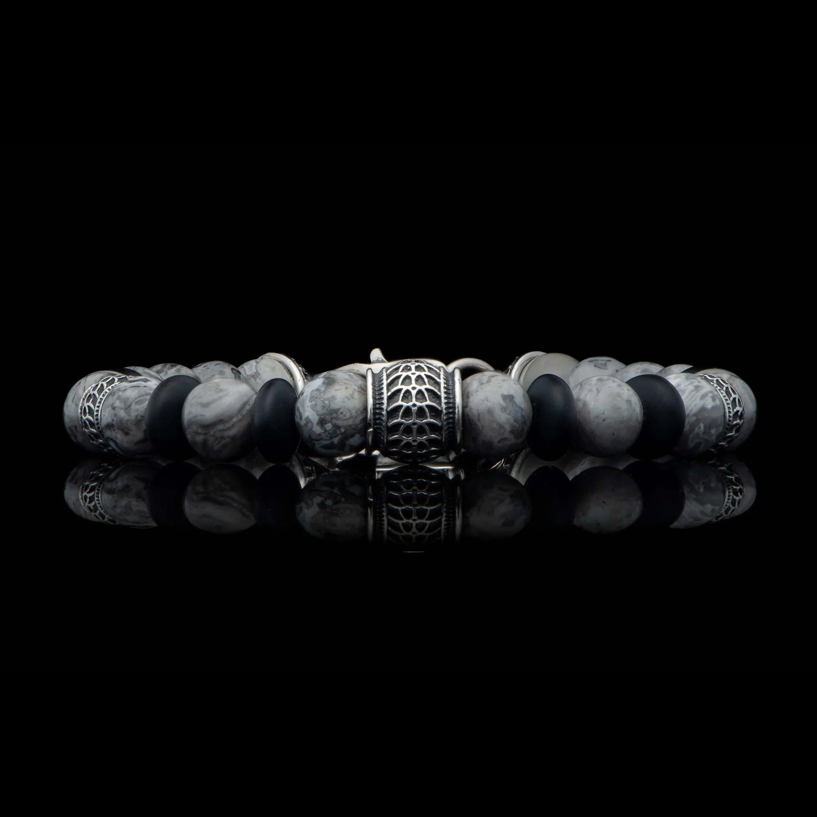 William Henry Newport Silver Agate Beaded Bracelet