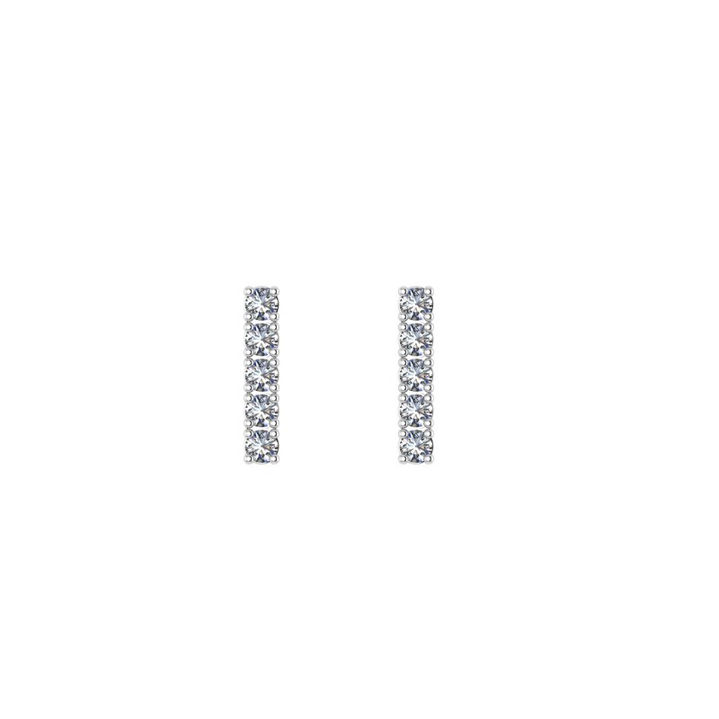 14K White Gold 0.14cttw. Diamond Mini Bar Stud Earrings